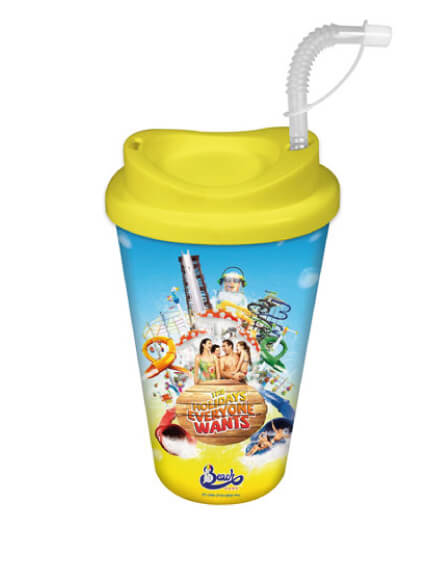 theme parks reusable cold drinks and coffee mugs