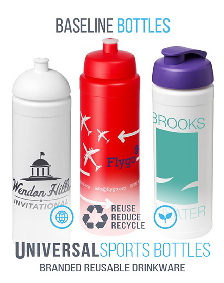 baseline 750ml sports water bottles branded Uk and EU