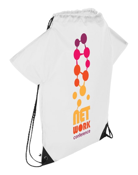 branded cheer t-shirt-shaped drawstring backpack