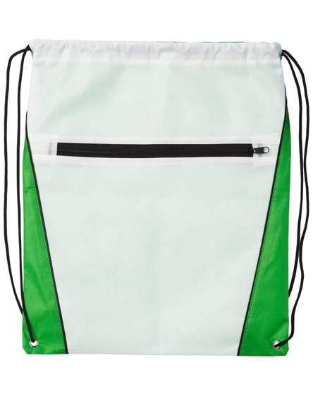 branded contrast non-woven drawstring backpack