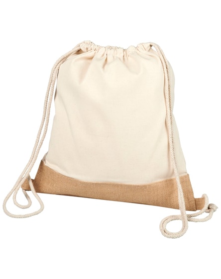 branded delhi cotton jute drawstring backpack