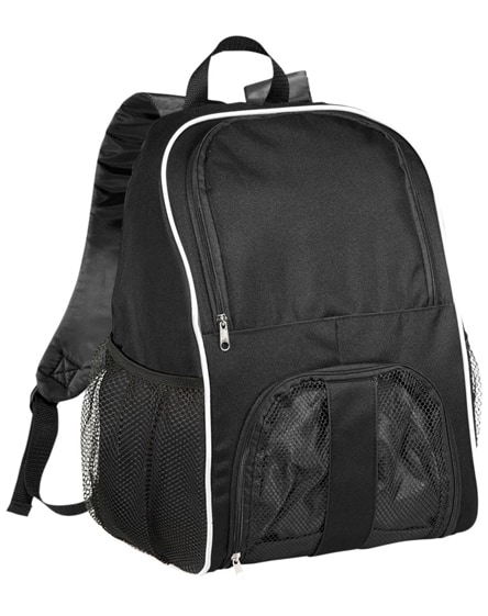 branded goal backpack with mesh footbal compartment