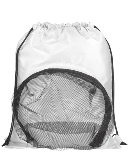 branded goal drawstring backpack with football compartment
