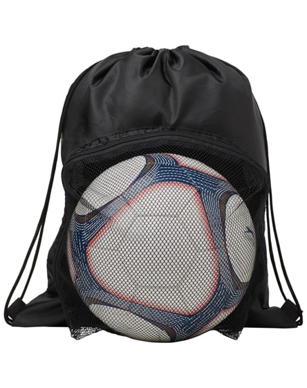 branded goal drawstring backpack with football compartment