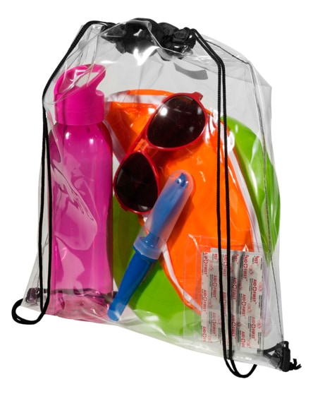 branded lancaster transparent drawstring backpack