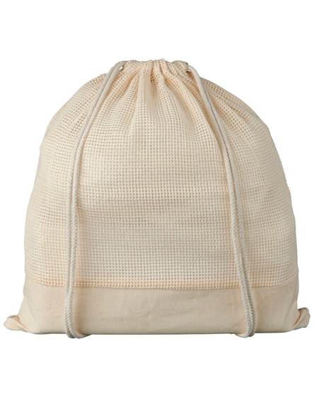 branded maine mesh cotton drawstring backpack