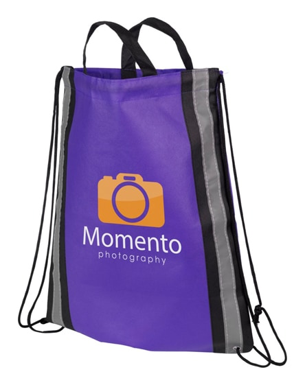 branded reflective non-woven drawstring backpack