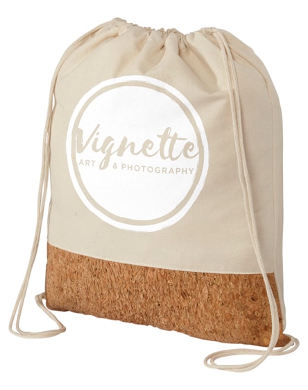 branded woods 175 g/m¬≤ cotton and cork drawstring backpack