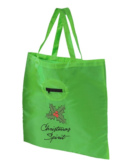 branded take-away foldable shopping tote bag with keychain