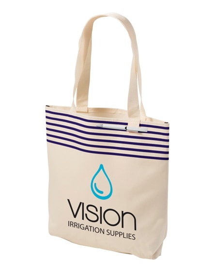 branded freeport striped convention tote bag