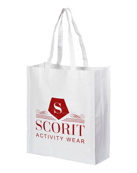 branded papyrus paper woven tote bag