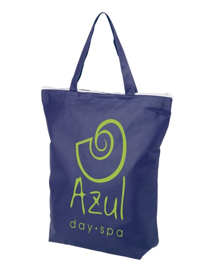 branded privy zippered short handle non-woven tote bag