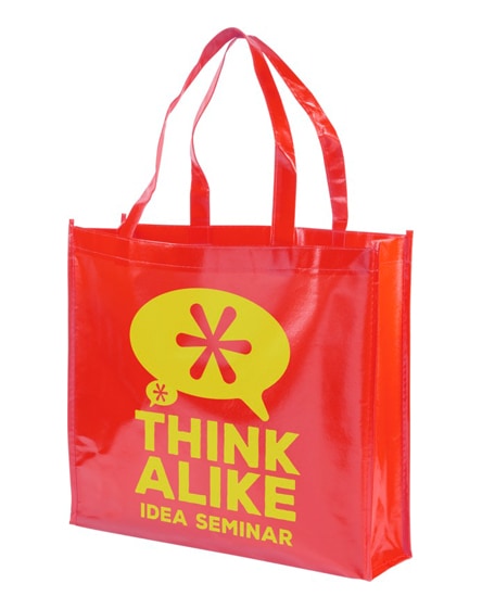 branded shiny laminated non-woven shopping tote bag