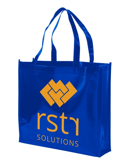 branded shiny laminated non-woven shopping tote bag
