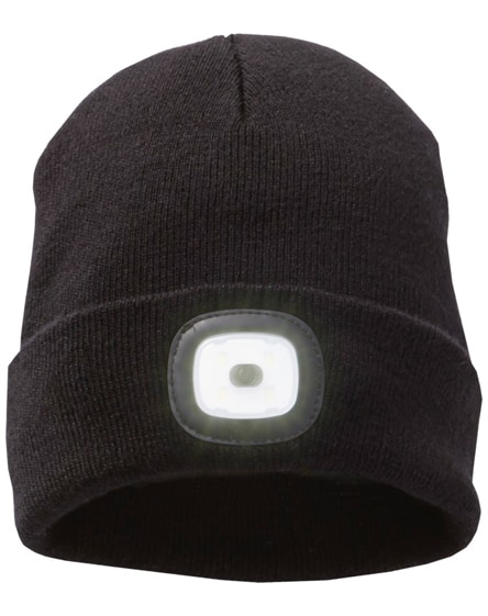 branded mighty led knit beanie, black