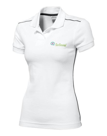 branded backhand short sleeve ladies polo