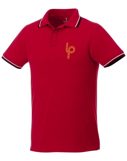 branded fairfield short sleeve men's polo with tipping