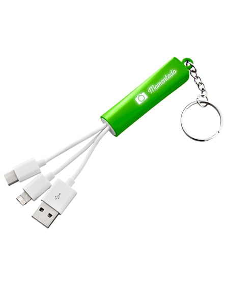 branded route 3-in-1 light-up charging cable with keychain