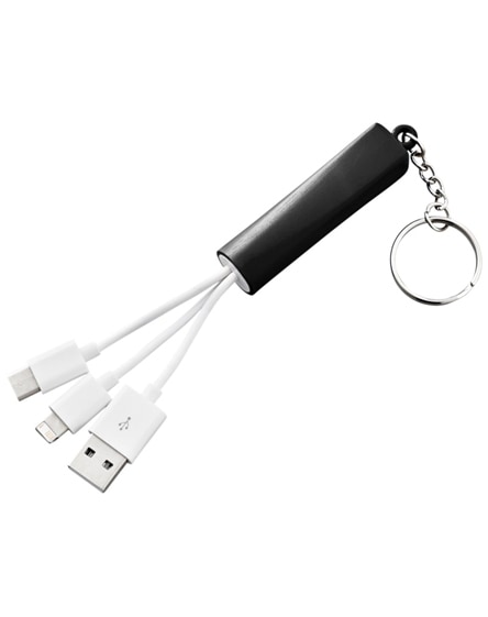 branded route 3-in-1 light-up charging cable with keychain