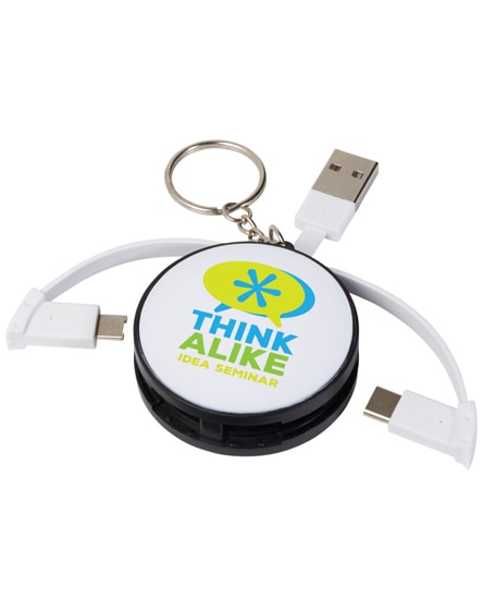 branded wrap-around 3-in-1 charging cable with keychain