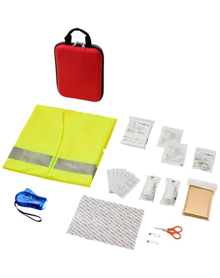 branded handies 46-piece first aid kit and safety vest