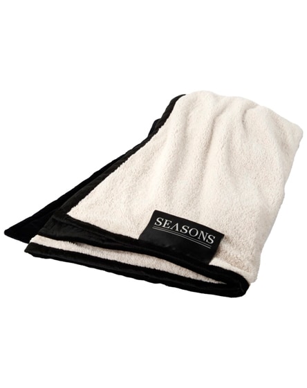 branded hampton soft velours with sherpa plaid blanket