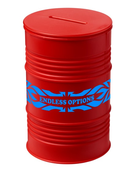 branded banc oil drum money pot