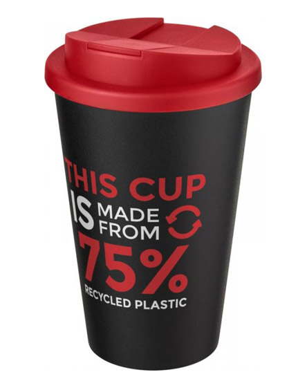 americano recycled cup with red spill proof lid