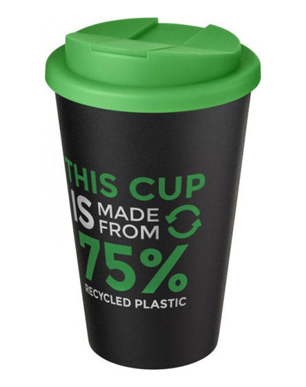 americano recycled cup with green spill proof lid