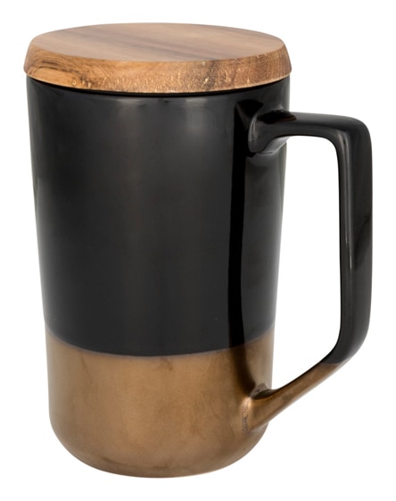 branded tahoe ceramic mug with wooden lid