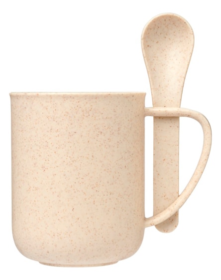branded rye wheat straw mug with spoon