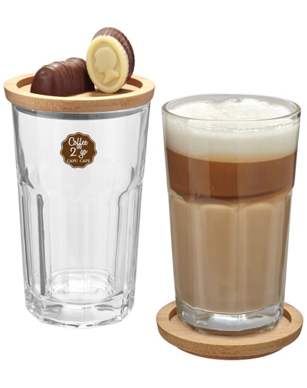branded linden 2-piece glass set with coaster