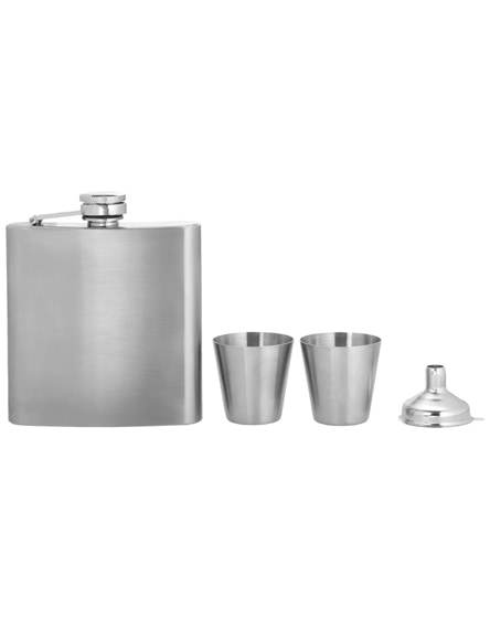 branded texas hip flask with two shot tumblers