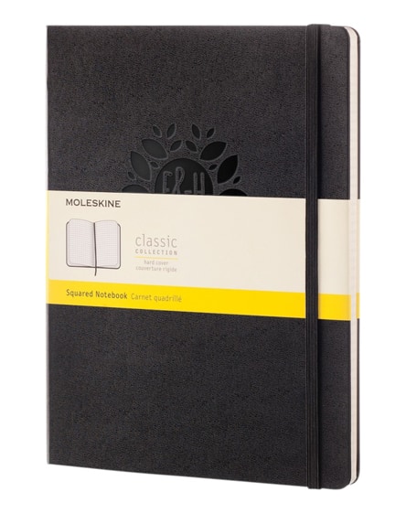 branded classic xl hard cover notebook - squared
