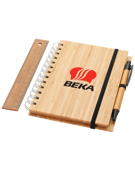 branded franklin b6 bamboo notebook with pen and ruler