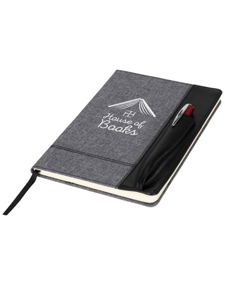 branded heathered a5 notebook with leatherlook side