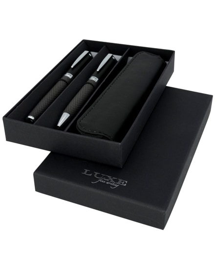 branded carbon duo pen gift set with pouch