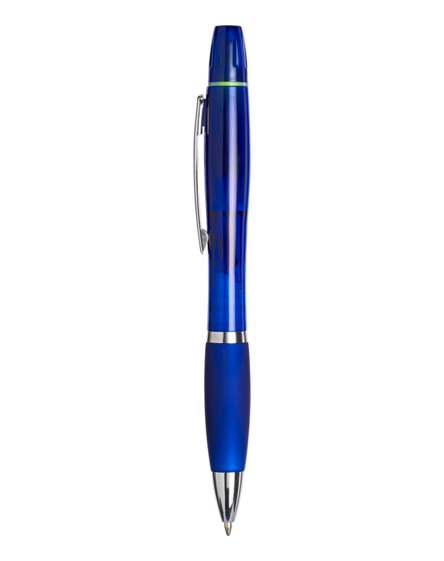 branded curvy ballpoint pen with highlighter