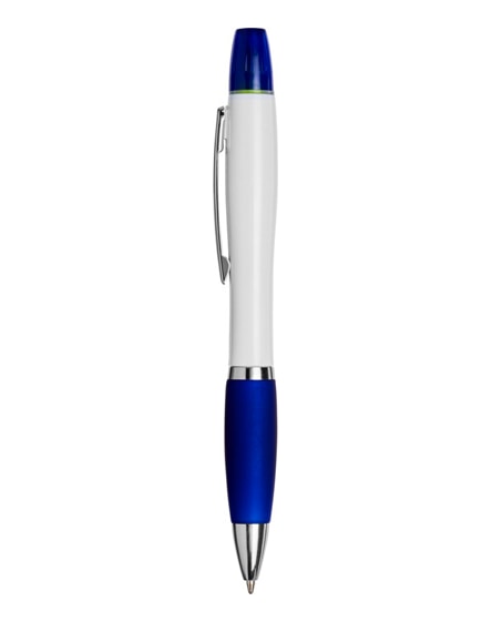 branded curvy ballpoint pen with highlighter
