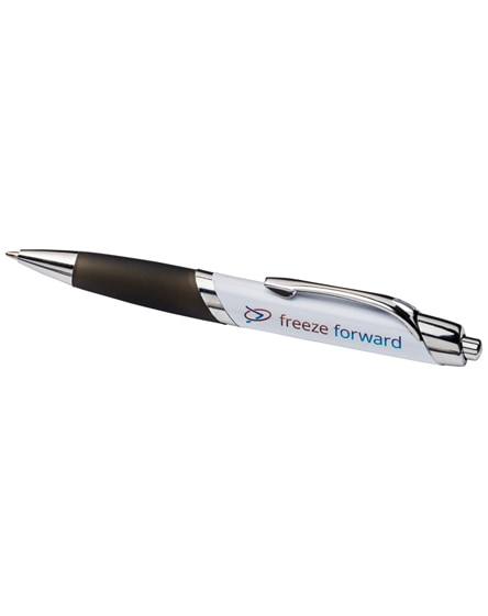 branded ellipse ballpoint pen with white barrel