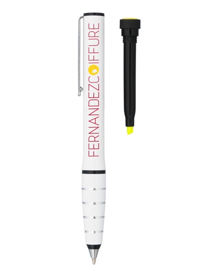 branded jura dual aluminium ballpoint pen and highlighter