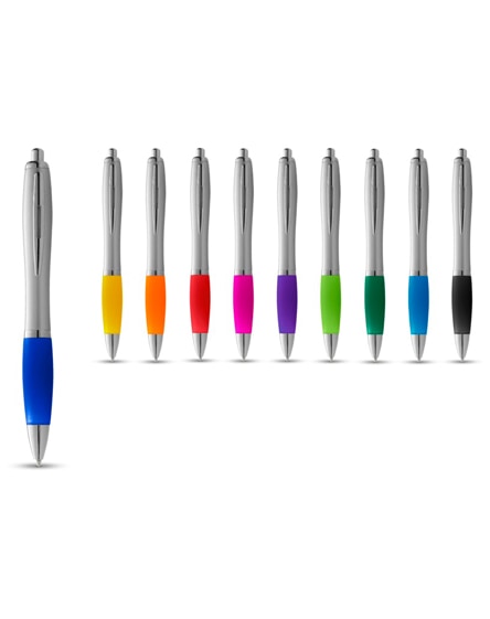 branded nash ballpoint pen silver barrel and coloured grip