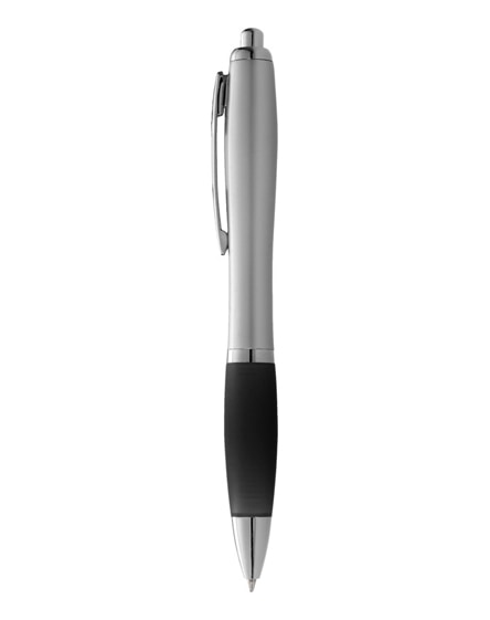 branded nash ballpoint pen silver barrel and coloured grip