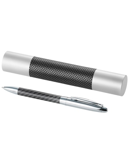 branded winona ballpoint pen with carbon fibre details