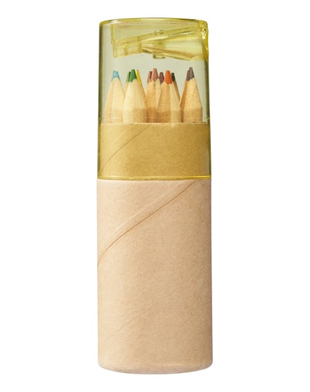 branded hef 12-piece coloured pencil set with sharpener