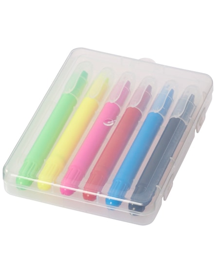 branded phiz 6 retractable crayons in plastic case