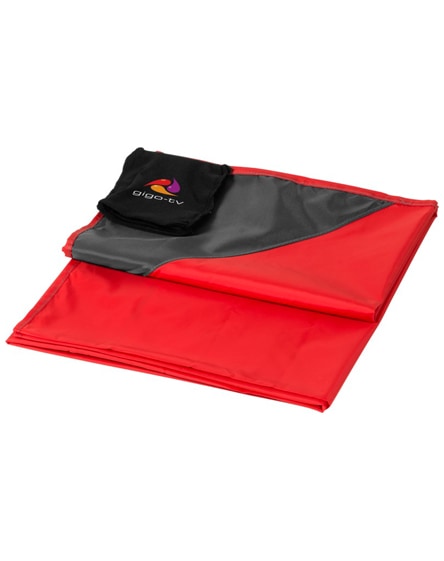 branded stow-and-go water-resistant picnic blanket