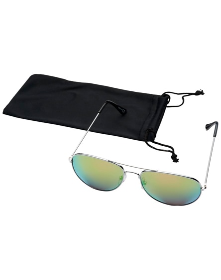 branded aviator sunglasses with coloured mirrored lenses