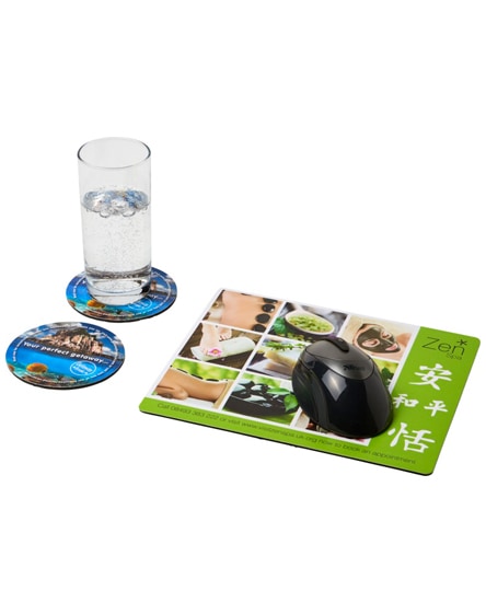 branded q-mat mouse mat and coaster set combo 2