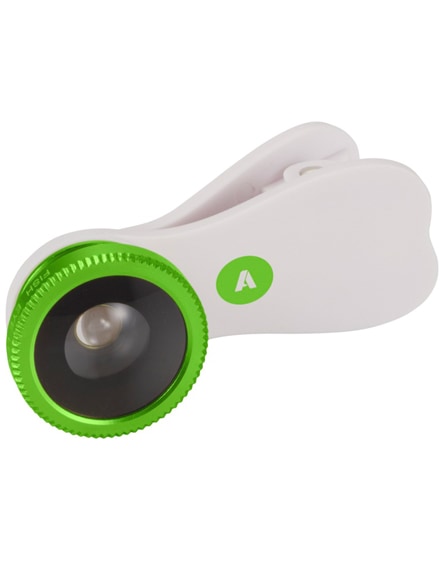 branded fish-eye smartphone camera lens with clip